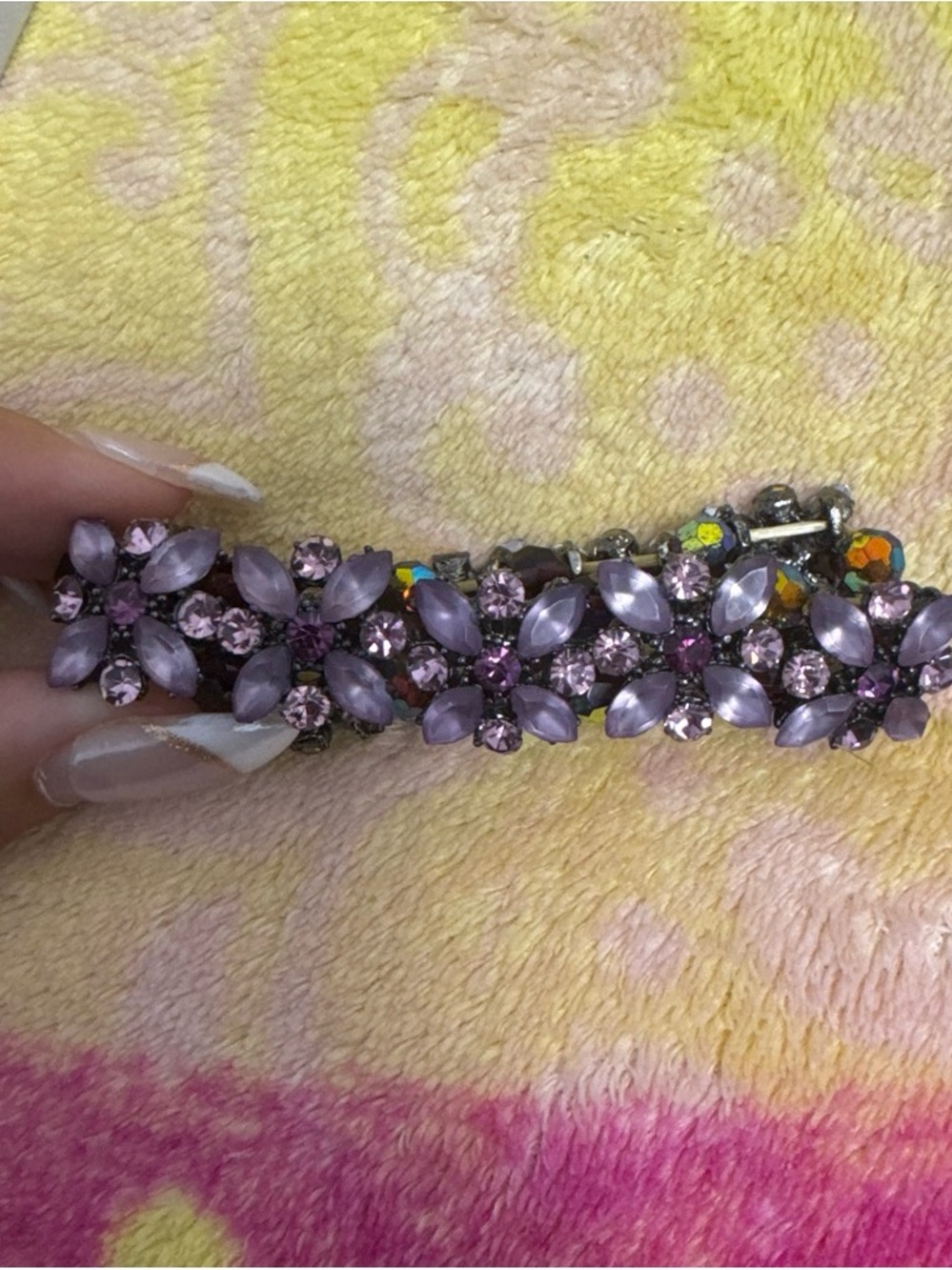 Lavender Crystal Floral Link Bracelet - Women Accessories